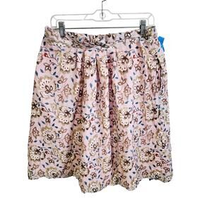 Bella Bird Size L Midi Skirt Pink Multifloral Cottagecore Prairie Modest Boho